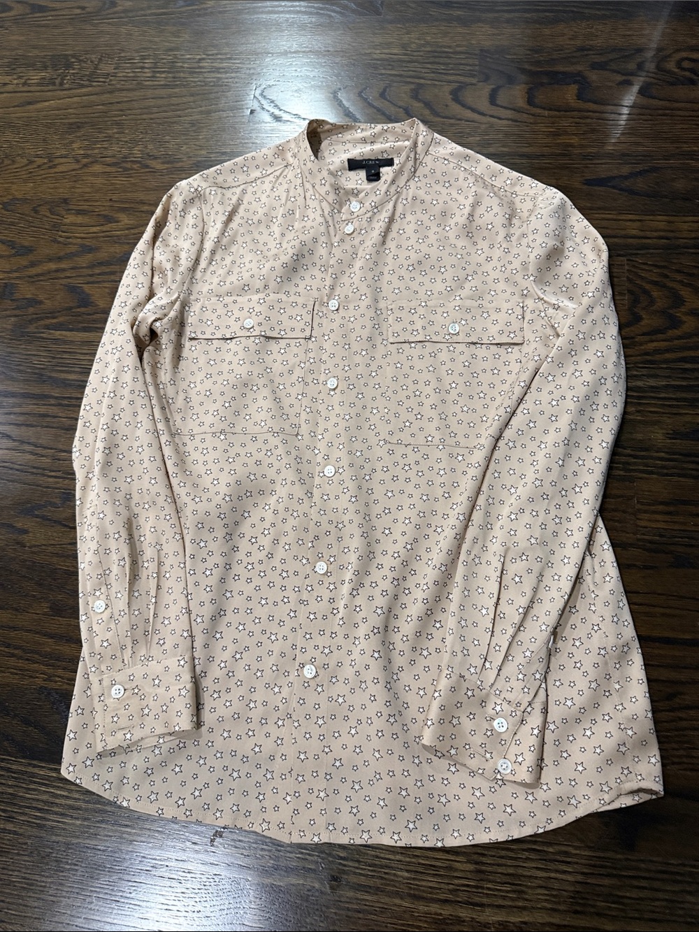 J. Crew Silk  Beige Star Print Blouse